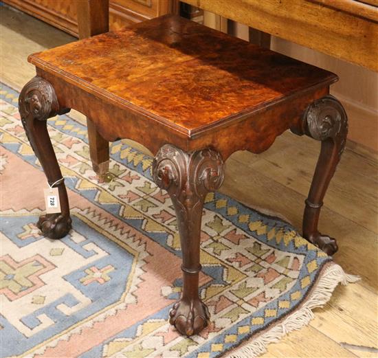 A George I design burr walnut occasional table W.61cm